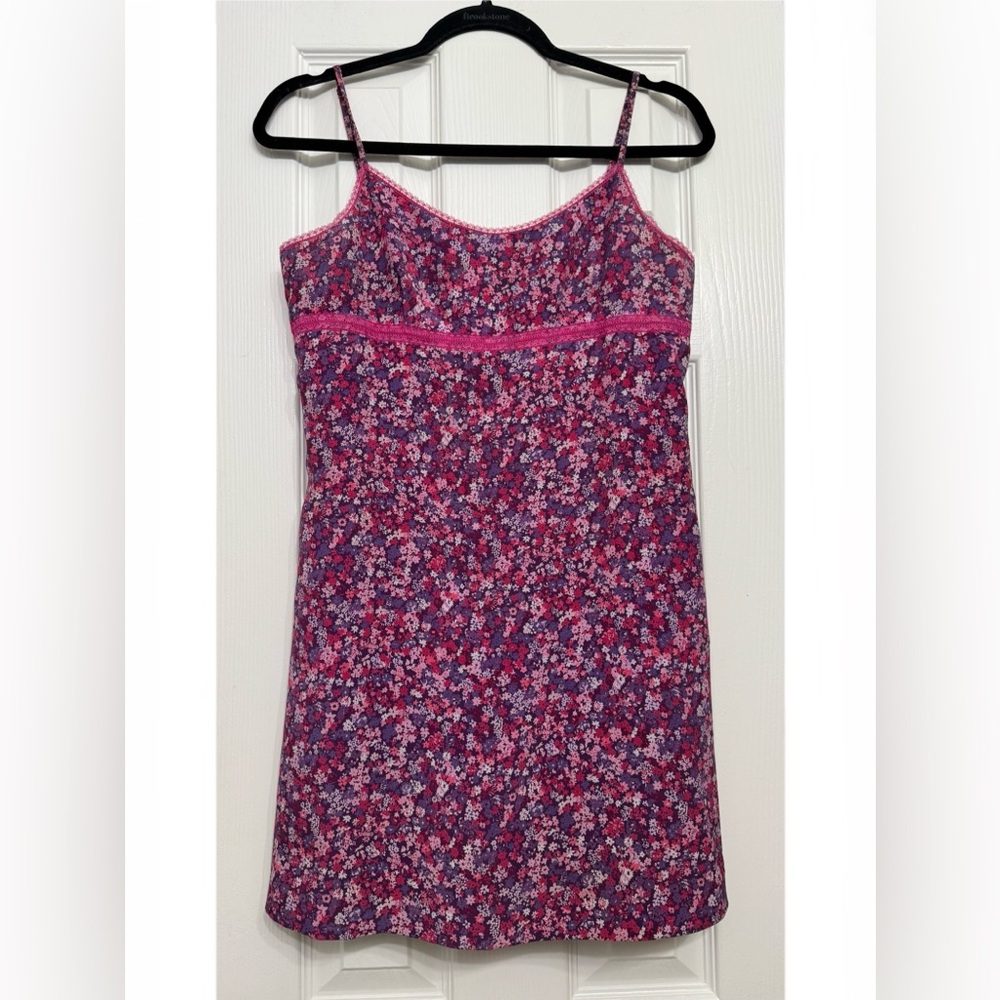 Vintage Y2K Express Purple Floral Muni Dress Size 7/8